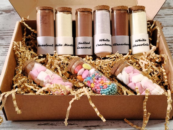 Coffret chocolat chaud : arômes de cacao gourmet, tubes en verre
