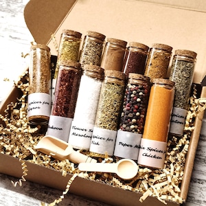 Gourmet Spice Gift Set: 12 Greek Recipe Mixes with Wooden Spoons
