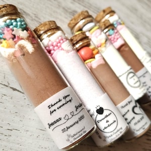 Wedding Hot Chocolate Favors for Guests, Thank You Favors, Personalized Favors, Wedding Favors, XL Glass Tube Hot Cocoa Wedding Favors