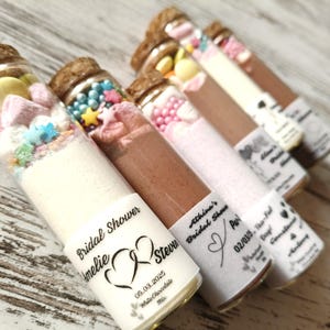 Bridal Shower Hot Chocolate Favors for Guests, Personalized Thank You Favors, Engagement Favors, White Chocolate, XL Glass Tube Hot Cocoa