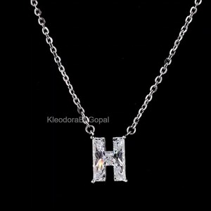 H Shape Diamond Initial Necklace | 14K Solid Gold & Lab-Grown Diamond Pendant | Handcrafted Custom Letter Necklace | Name Necklace