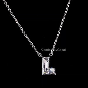 Colar com inicial de diamante em formato L | Pingente de diamante cultivado em laboratório e ouro maciço 14K | Lindo colar com letras para uma beleza atemporal | Colar com nome