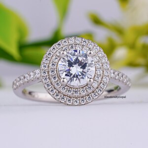 Round Shape Diamond Ring/ 1.50 CT IGI Certified Lab Grown Diamond Ring/ 14K White Solid Gold Engagement Ring/ Diamond Bridal Wedding Ring