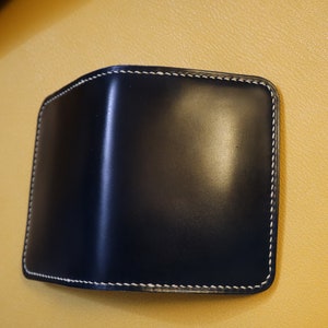 Blue Shinki Hikaku Shell Cordovan and Alran goatskin Wallet,  #wallet  #bifoldwallet  #handstitched #shinkihikaku #menswallet  #cordovan
