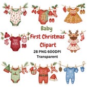 Produktansicht von Baby First Christmas Clipart PNG Bundle – Bild 1