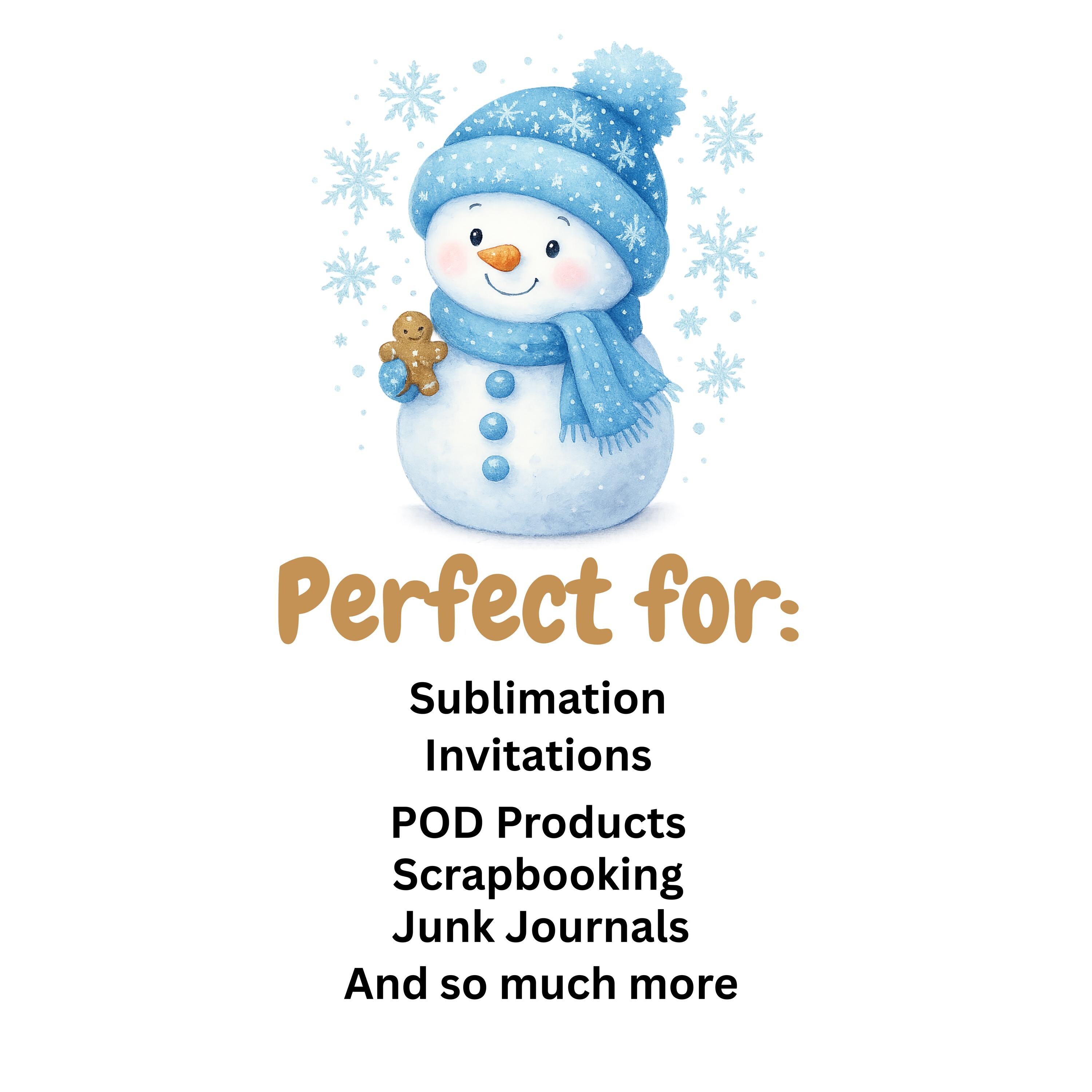 Snowman Clipart PNG Bundle for stickers and digital products