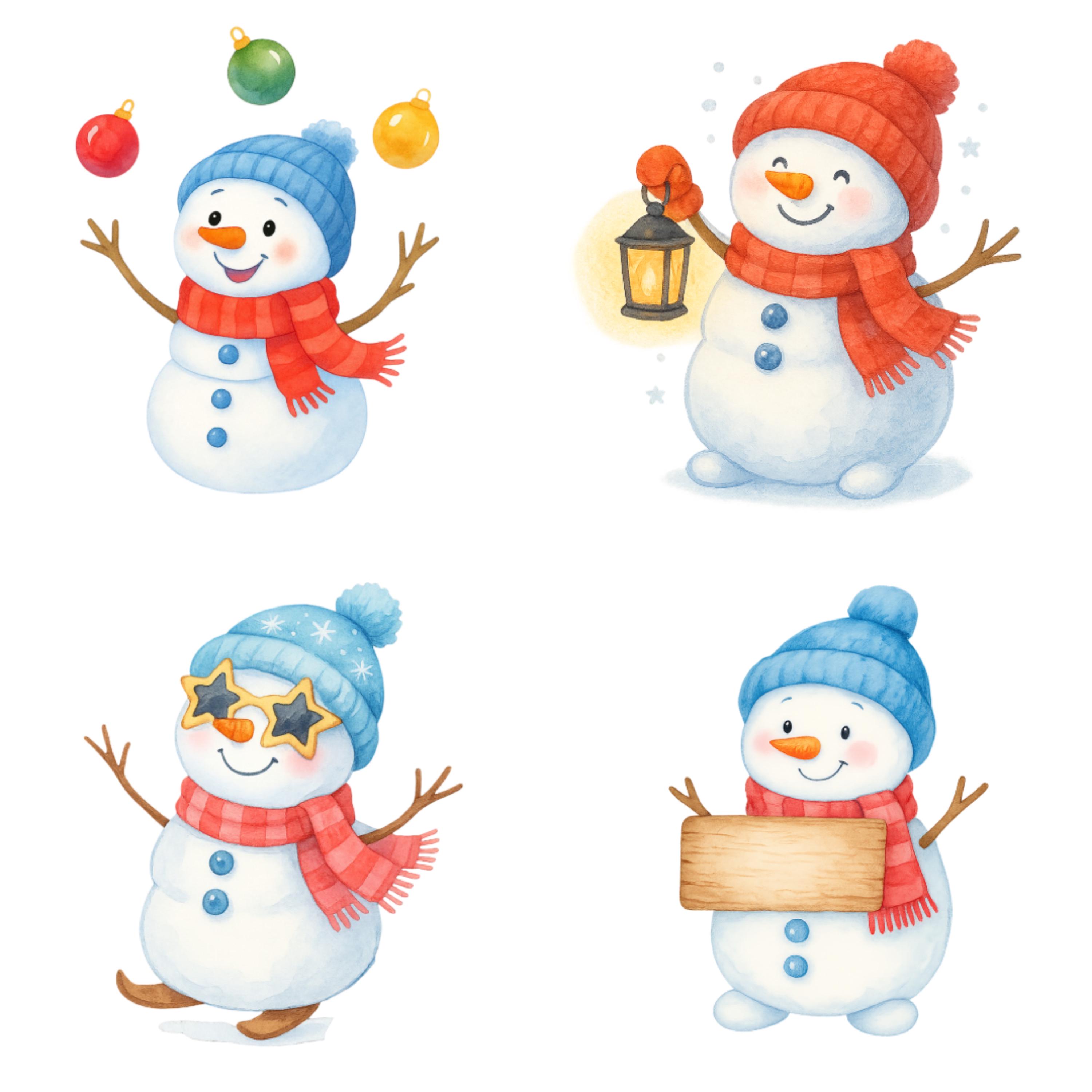 Snowman Clipart PNG Bundle gallery preview
