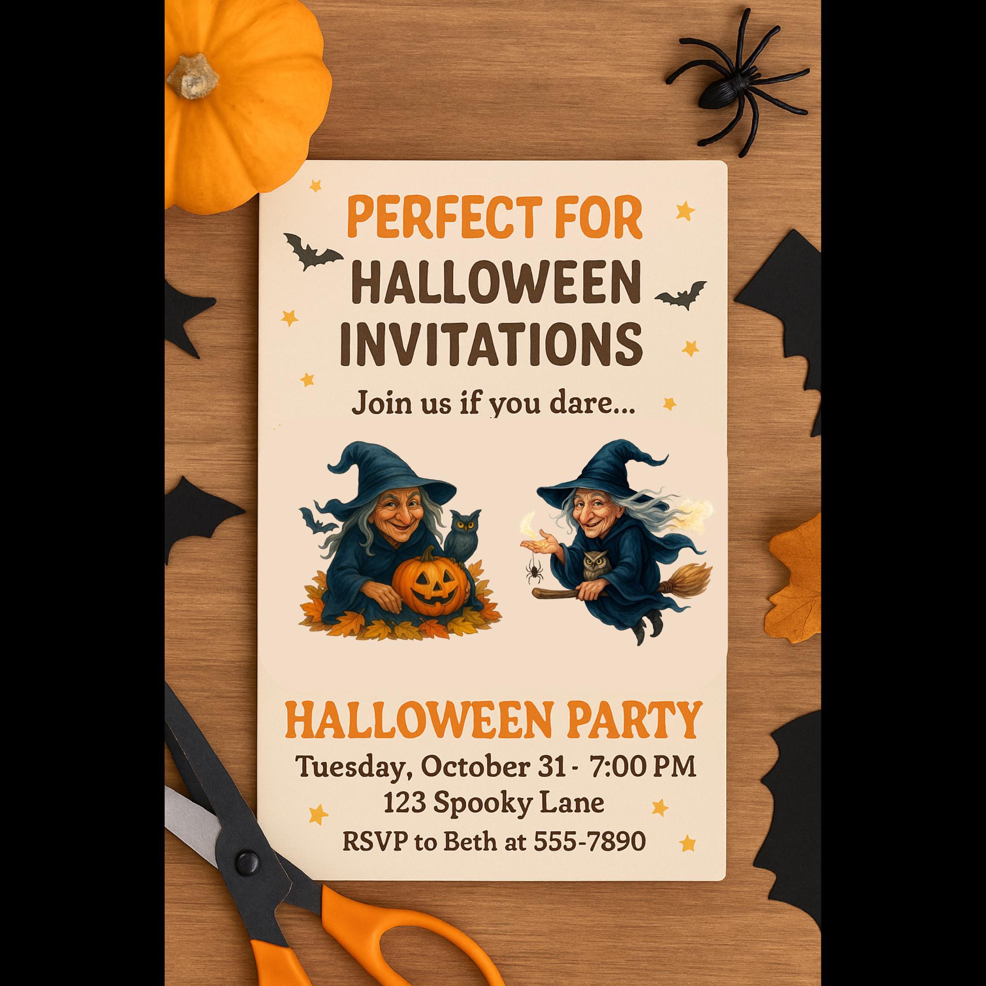 Halloween Witch Clipart PNG Bundle design elements preview