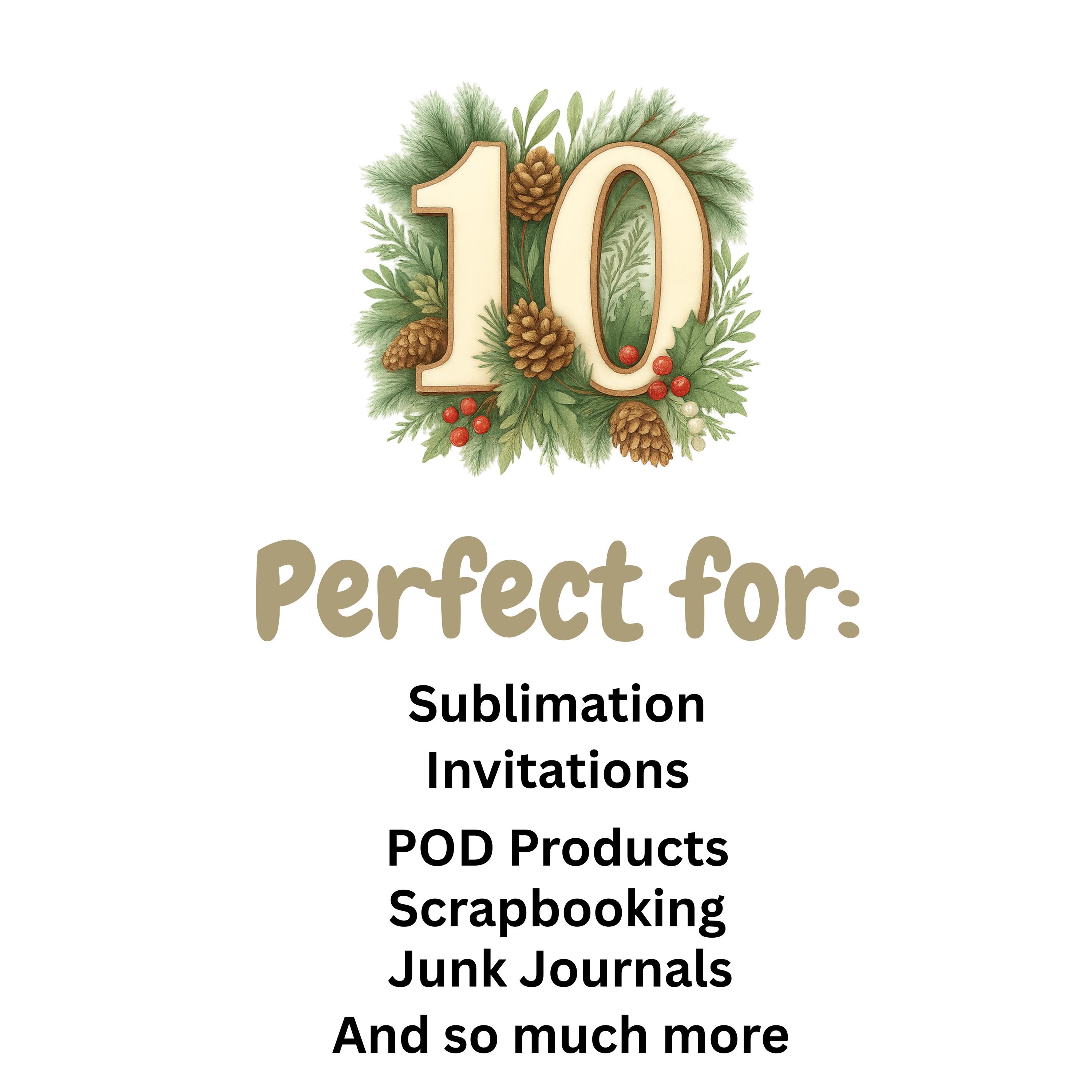 Christmas Numbers Clipart PNG Bundle design elements preview