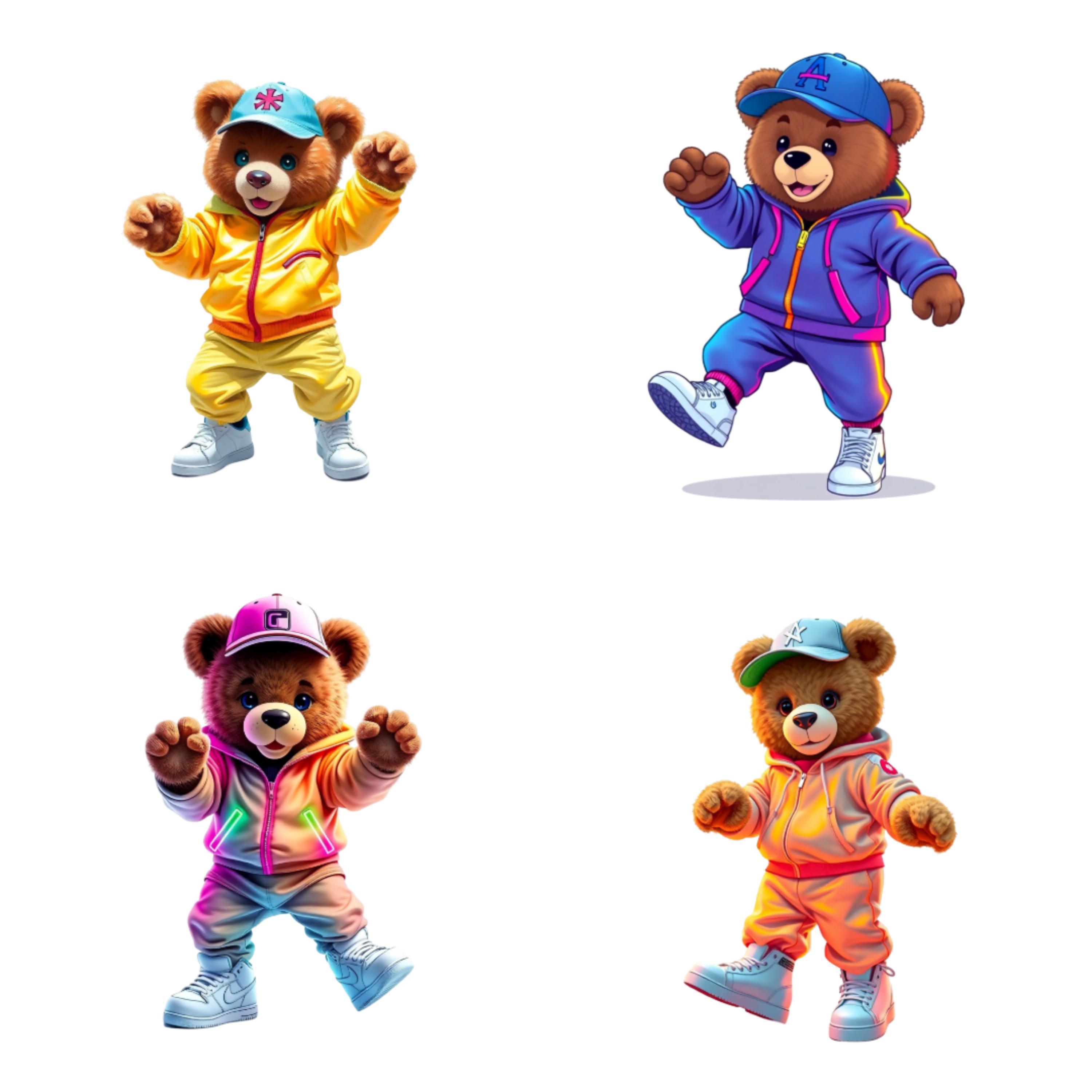 Hip Hop Teddy Bear Clipart PNG Bundle gallery preview