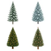 Produktansicht von Christmas Tree Clipart PNG Bundle – Bild 4