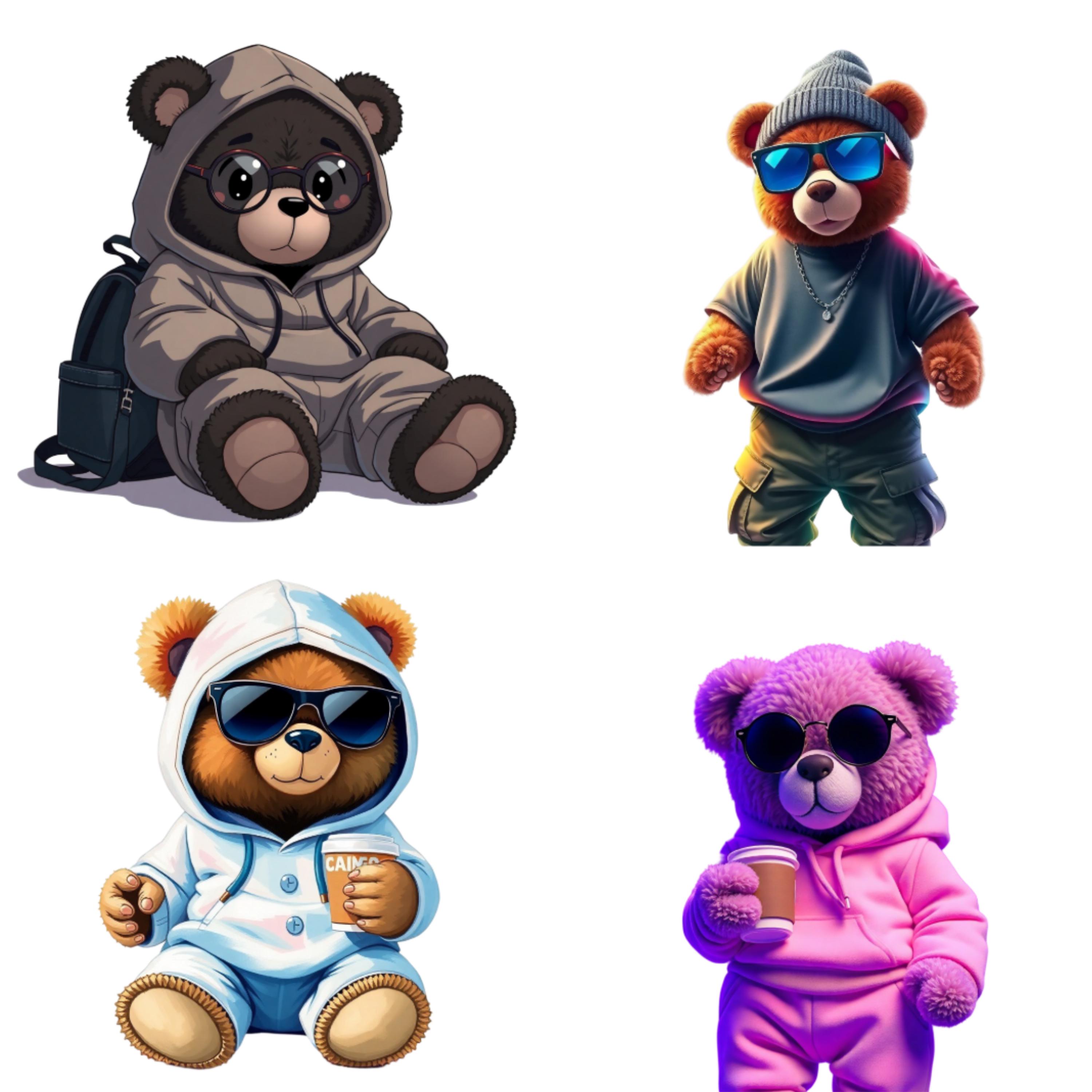 Hip Hop Teddy Bear Clipart PNG Bundle gallery preview
