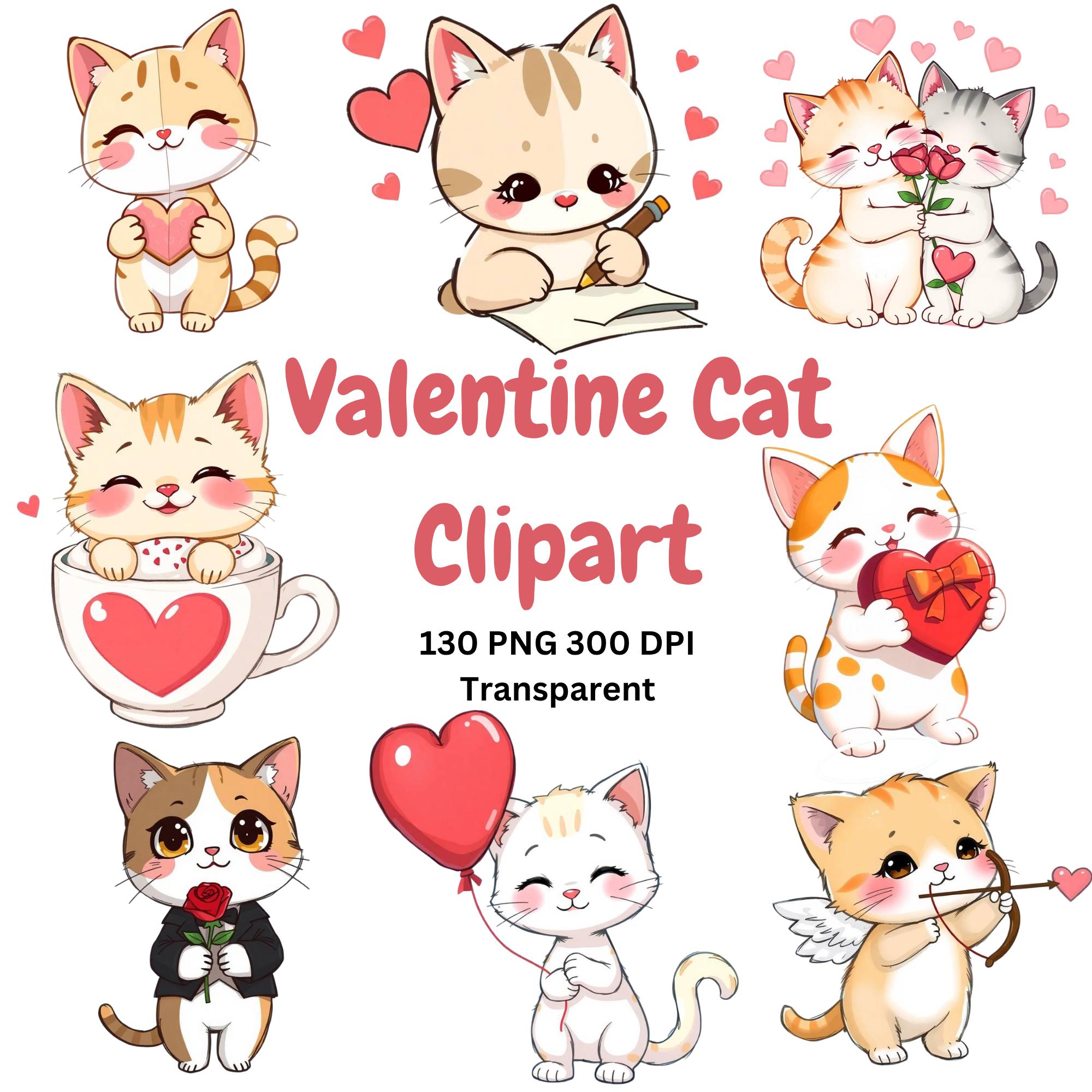 Cat Clipart PNG Bundle main preview with transparent PNG graphics