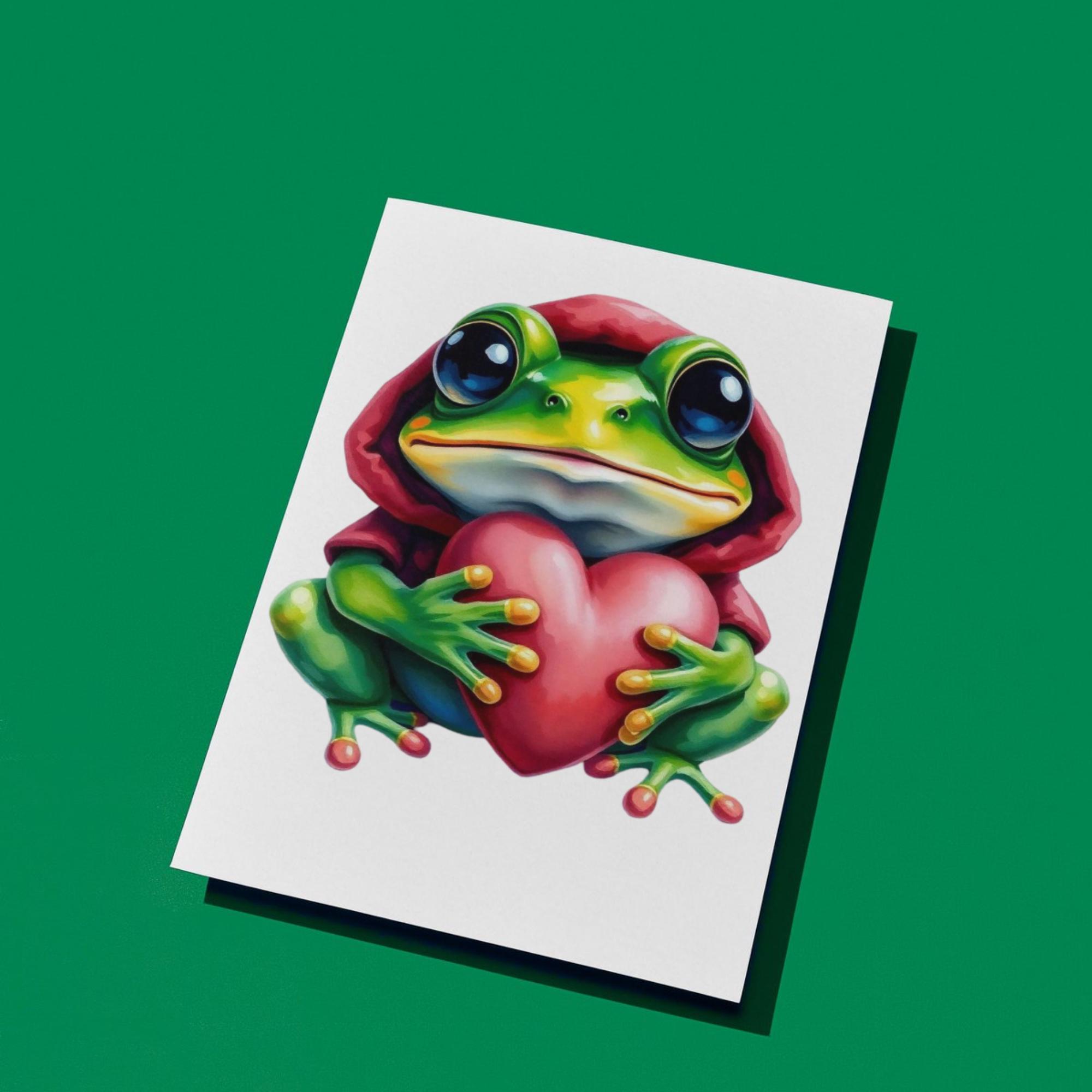Valentine Frog Clipart PNG Bundle design elements preview