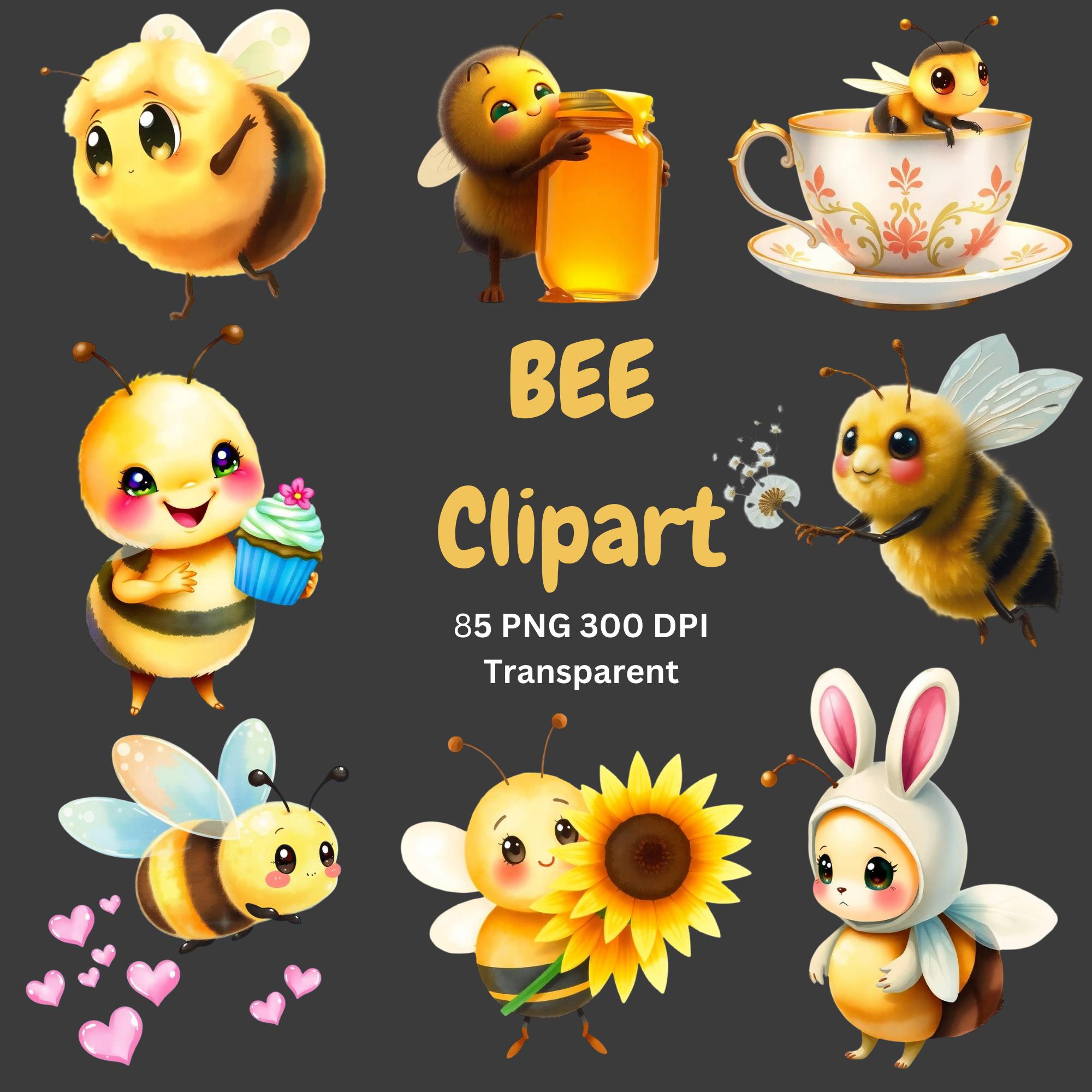 Preview of Cute Bee Clipart PNG Bundle