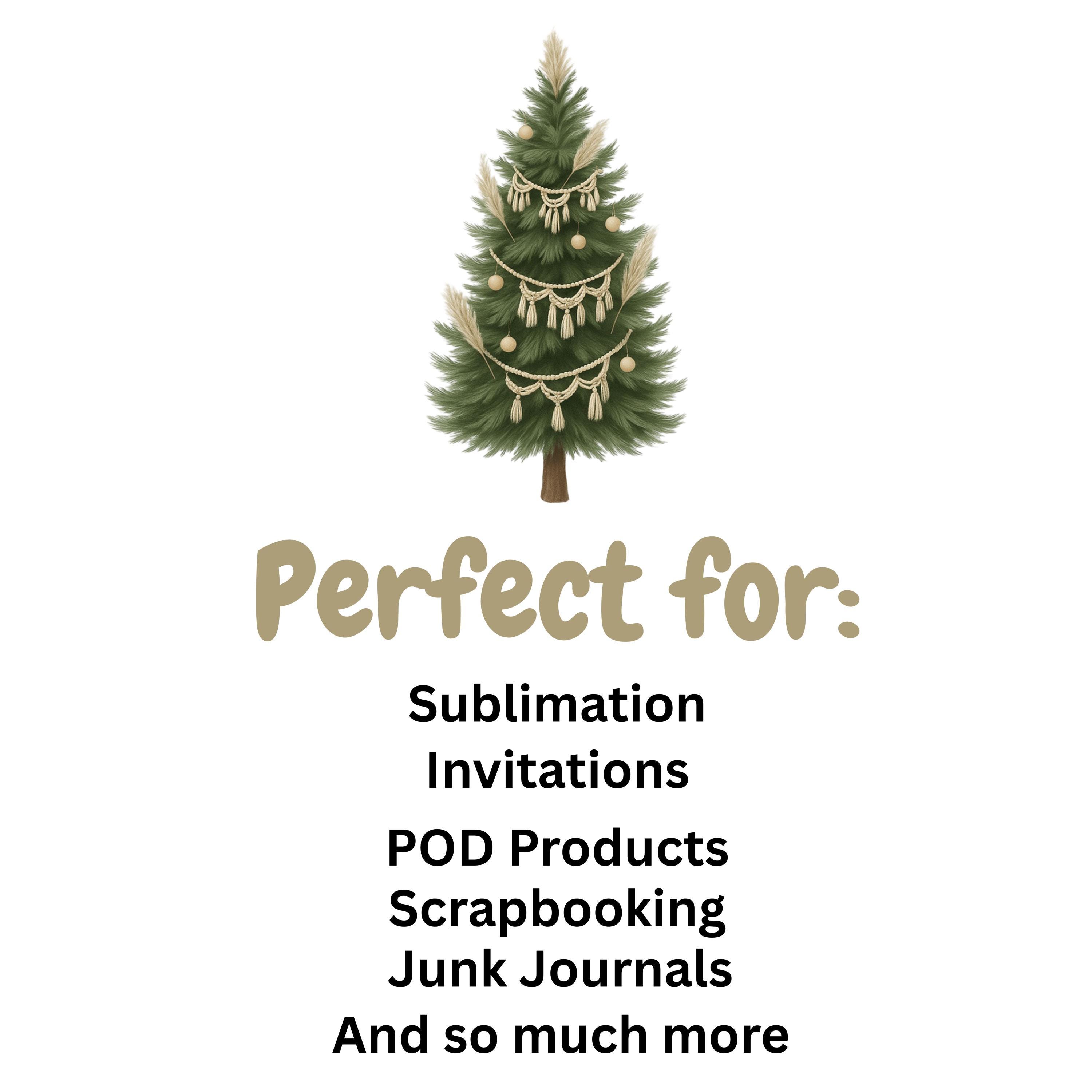 Christmas Tree Clipart PNG Bundle design elements preview