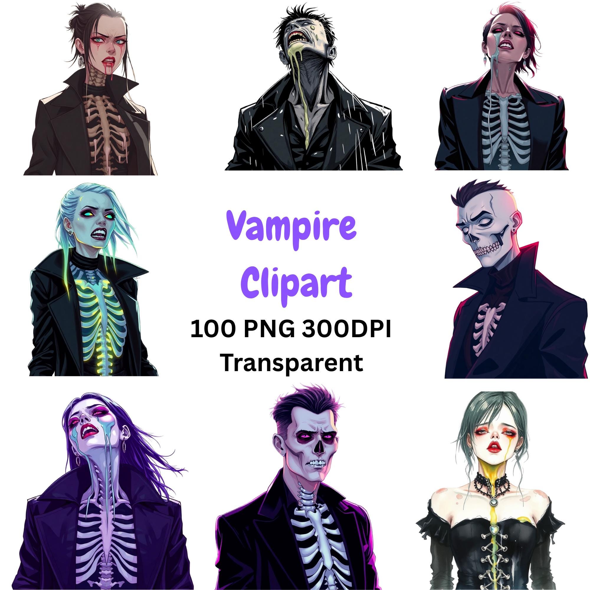 Preview of Vampire Clipart PNG Bundle