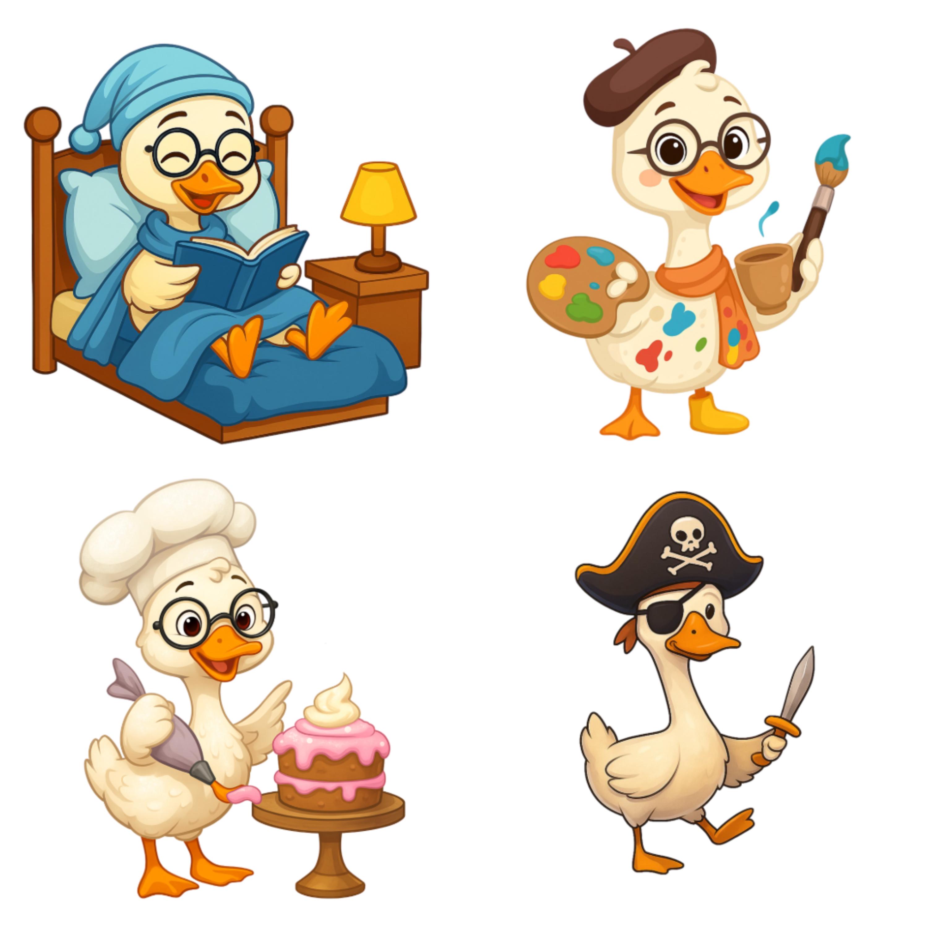 Silly Goose Clipart PNG Bundle for stickers and digital products