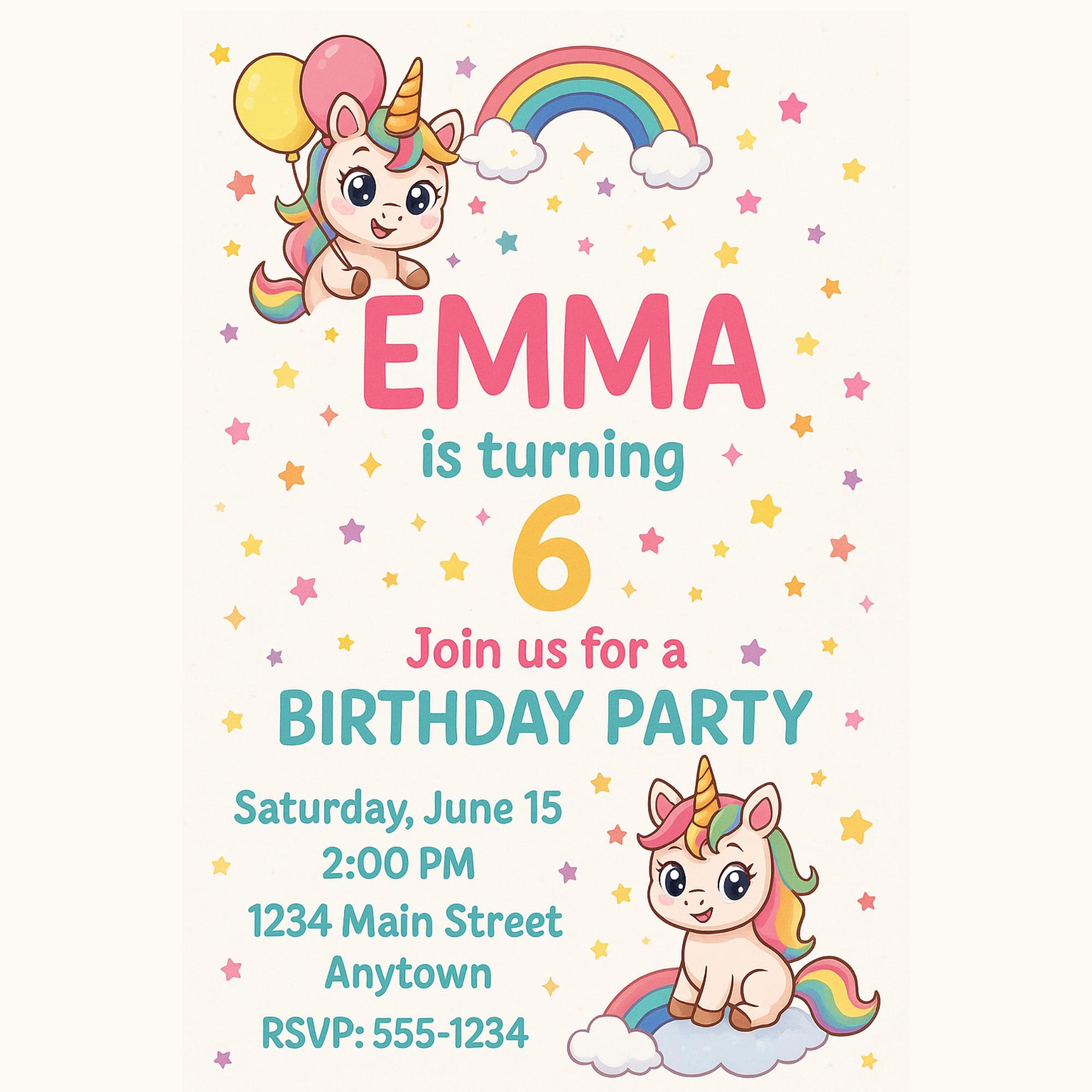 Unicorn Birthday Clipart PNG Bundle for stickers and digital products