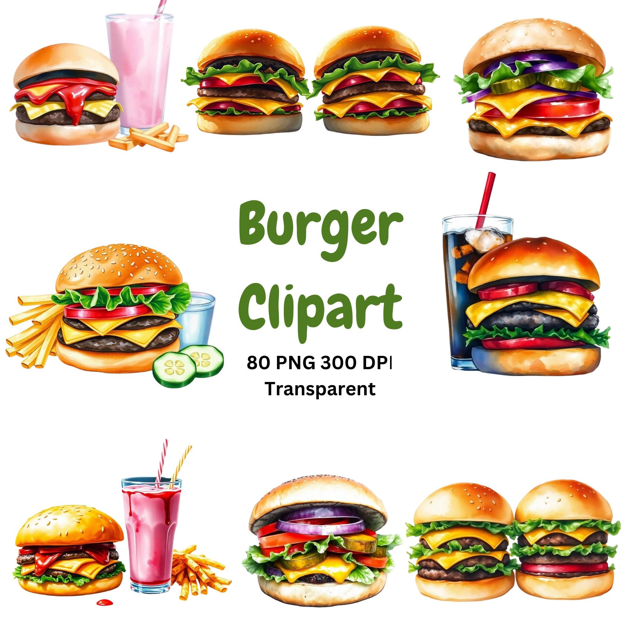 Preview of Burger Clipart PNG Bundle