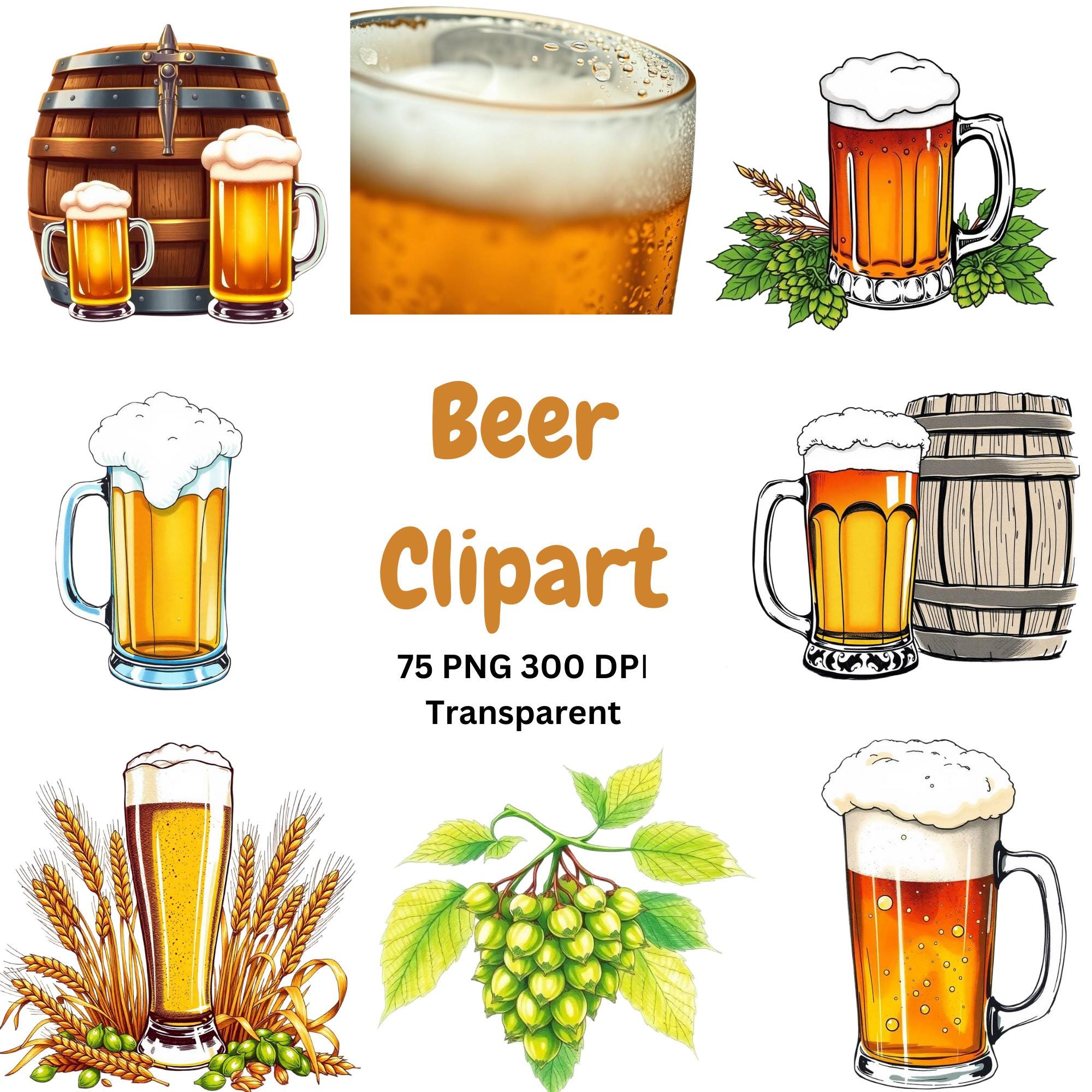 Cute Bee Clipart PNG Bundle main preview with transparent PNG graphics