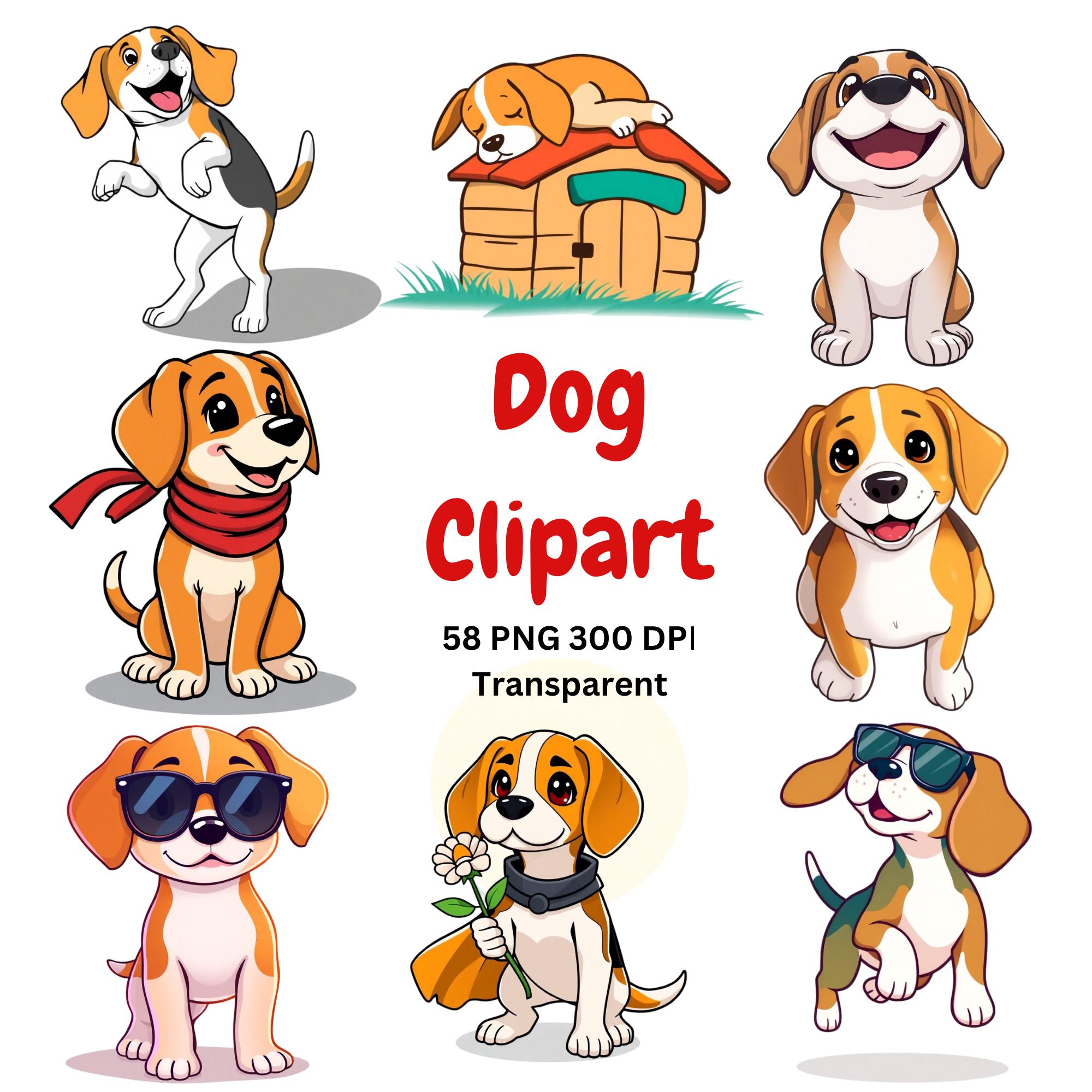 Preview of Cute Dog Clipart PNG Bundle