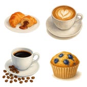 Produktansicht von Watercolor Coffee Clipart PNG Bundle – Bild 4