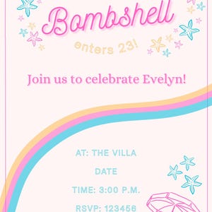 Hot New Bombshell Birthday Invitation | Love Island-Inspired Party Invite | Editable Neon Pink Birthday Template