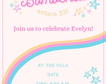 Hot New Bombshell Birthday Invitation | Love Island-Inspired Party Invite | Editable Neon Pink Birthday Template