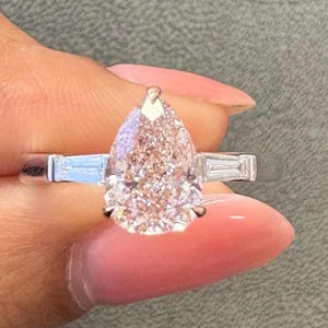 1.55Carat Three Stone Diamond Engagement Ring,Three Stone Pear Engagement Ring, Pear Shape Diamond Ring,Engagement Ring, Unique Pear Diamond