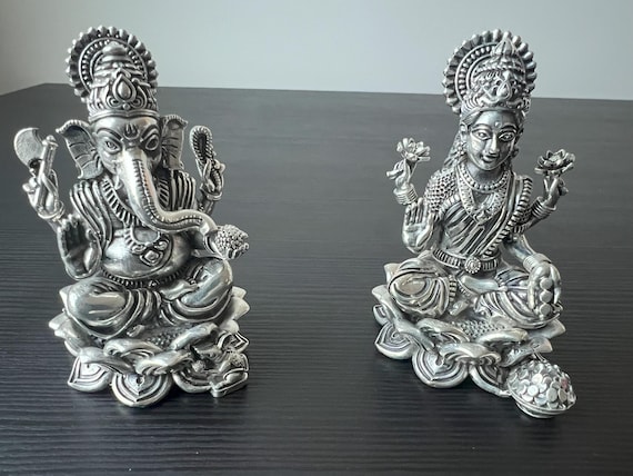 Pure Silver Lakshmi Ganesh  Idol | Silver idols of Gods | Pure Silver Ganesh Idol | Pure Silver Laxmi Idol