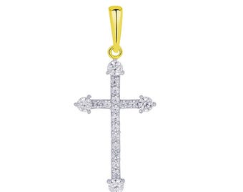 White Zircon Sterling Silver Cross Pendant | Jesus Christ Pendant