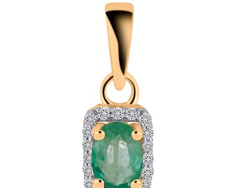 Set di orecchini e ciondolo in argento sterling con smeraldo dello Zambia e zirconi bianchi – Eleganti gioielli fatti a mano placcati in oro/ Spedizioni dalla Carolina del Nord, Stati Uniti