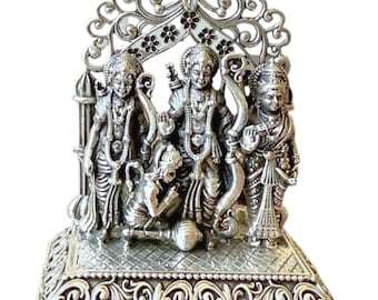 925 Sterling Silver Ram Darbar Statue | Hallmarked Hindu Idol | Solid Silver Murti for Puja, Gift & Temple Decor
