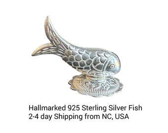 925 Silver Fish | Lord Vishnu Fish Idol | Machli Matasya Avatar | Vastu & Feng Shui Symbol |Gift-Ready Box | Hallmarked
