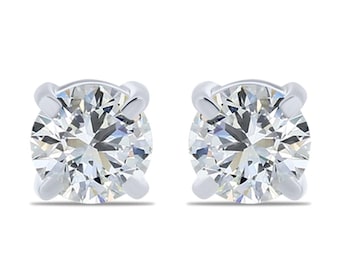 14K White Gold 2 Ct Diamond Stud Earrings | IGI Certified