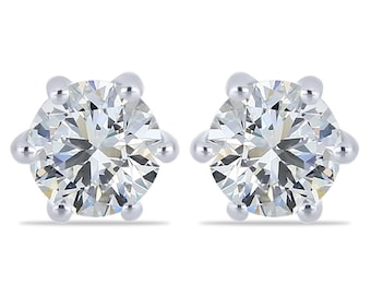 14K White Gold Diamond 1 Ct Stud Earrings | IGI Certified|