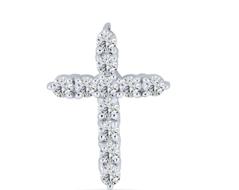 White Zircon Sterling Silver Cross Pendant| Ships from NC, USA