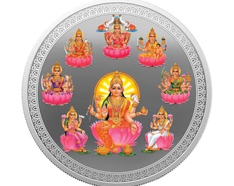 999.9+ Purest Silver Coin, Ashta Lakshmi 50 Gram Coin, LBMA Certified by MMTC PAMP | Pure Silver Gift | Diwali housewarming wedding gift