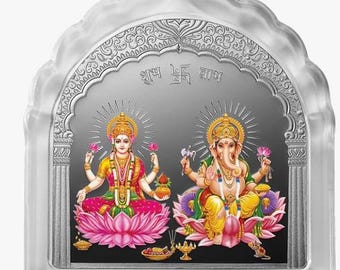 999.9+ Purest Silver Sukh Samridhi Laxmi Ganesh Shree Yantra 100 gm Silver Bar, LBMA Certified by Pamp MMTC
