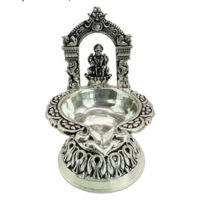 925 Pure Silver kamakshi deepam | Gaja Lakshmi Vilakku | Silver Pooja Lamp | silver kamakshi vilakku | Hallmarked for silver purity