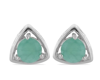 Emerald Silver Earrings – Gold-Plated| Ships from NC, USA