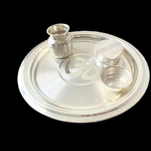Pure Silver Puja Thali: Elegant Spiritual Plate for Home Temple, Indian Weddings & Housewarming Gifts