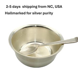 Pure Silver Bowl and Spoon | Pure Silver Bowls | annaprashana Silver bowl | prasadam bowl | silver baby utensils