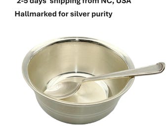 Pure Silver Bowl and Spoon Set: Pooja, Prasadam, annaprashana, Baby Feeding