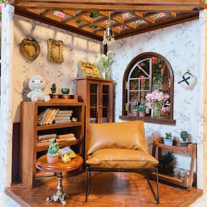 DIY Miniature Dollhouse Kit 1:12, Dollhouse Miniature Roombox, Room Box 1/12 Scale Miniature, Diorama Room Box Kit, Corner Roombox Kit