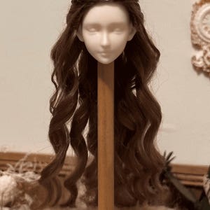 1/6 Scale BJD Mohair Wig: Curly Brown Doll Wig (3.5-4 inch)