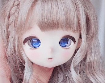 Sold Out - Custom Imomodoll Rubber Head Hack - 1/6 BJD Size Doll Head with Faceup and Eyes, Bjd Doll MDD Mini Dollfie Dream Volks Bjd Head