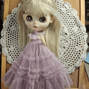 Blythe Purple Tulle Dress, Blythe Doll Clothes, Vintage Blythe Dress, Dress for Blythe Neo Blythe Clothes, Custom Doll Dress