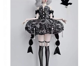 1/3 1/4 BJD Dress Doll Clothes Gothic Dress, Custom Bjd Rococo Dress, MSD MDD Minifee 60cm Bjd Clothes, Clothing for SD10 SDgr 60cm Mdd Girl